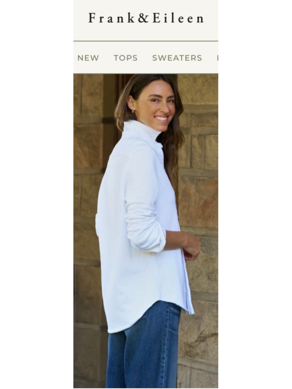 Frank & Eileen Eileen Triple Fleece Sweatshirt Button-Up Shirt, White, Size XL - Picture 2 of 5